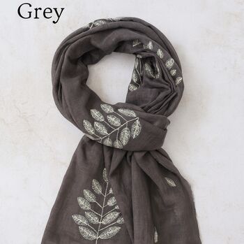 Leaf Embroidered Scarf, 2 of 7
