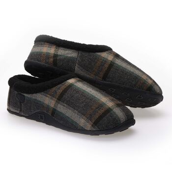 Ken Mixed Grey Herringbone Mens Slippers/Indoor Shoes, 2 of 8