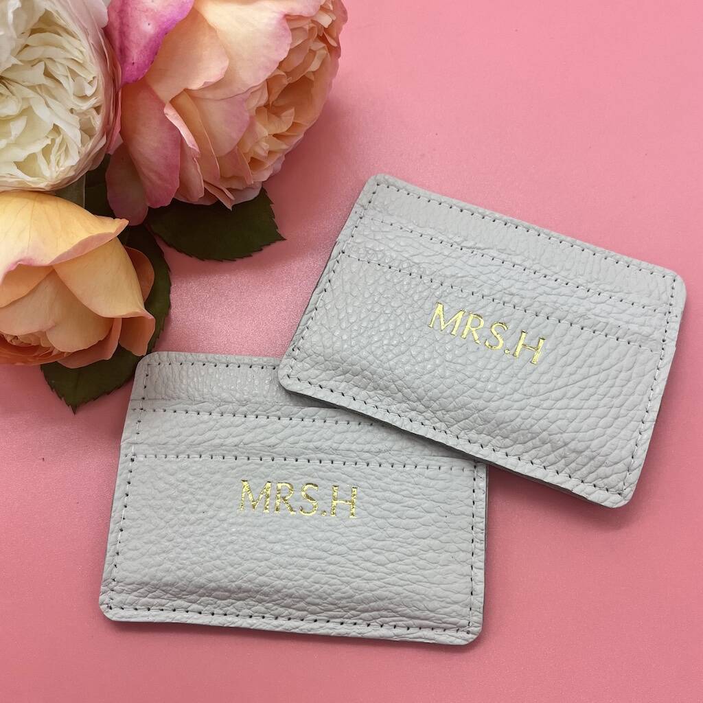 Personalised Leather Mrs And Mrs Card Holder Set, 1 of 3