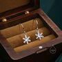 Sterling Silver Moonstone Snowflake Drop Hook Earrings, thumbnail 3 of 10