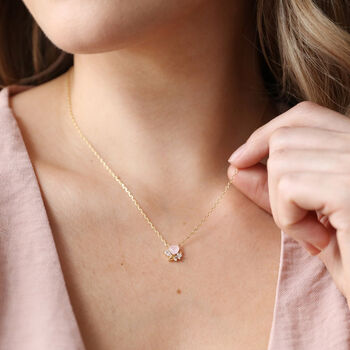 Pink Crystal Heart Pendant Necklace In Gold Plating, 2 of 3