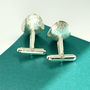 Textured And Domed Oval Silver Cufflinks, thumbnail 5 of 9