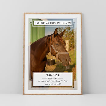 Personalised Pet Loss Horse Memorial Photo Print Wall Art, 2 of 6