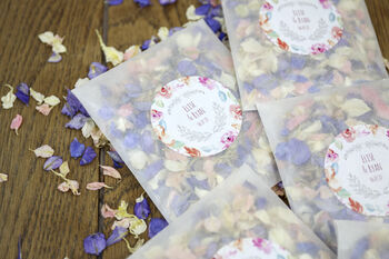 10 Personalised Cottage Garden Wedding Confetti Sachets, 4 of 7