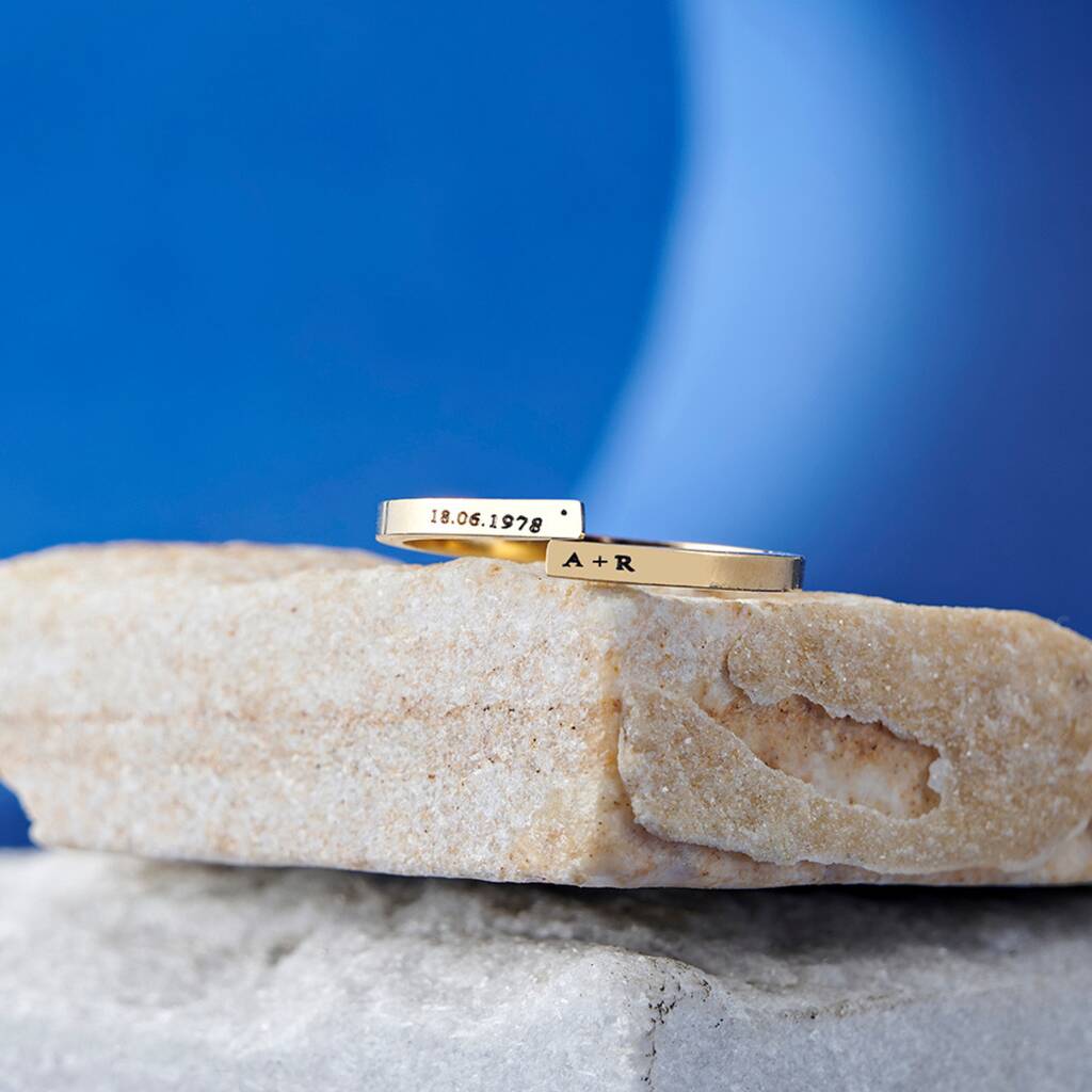 Personalised Open Band Adjustable Ring In 18 K Gold For Men And Women, 1 of 9