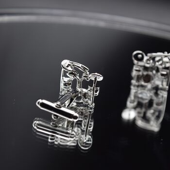 Drum Set Silver Cufflinks Gift For Musicians 316 L Stainless Steel, 2 of 6