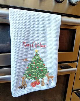 Woodland Animal Christmas Tea Towel, 3 of 4