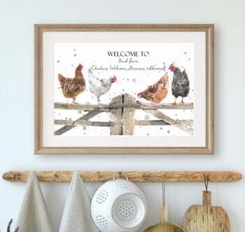 Personalised Chicken Welcome To Our Home Print, 2 of 7