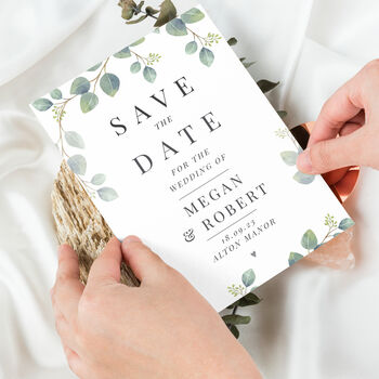 36 Personalised Botanical Wedding 'Save The Date' Cards, 2 of 9