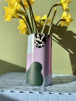 Cow Print Hand Painted Cylinder Vase, 3 of 7