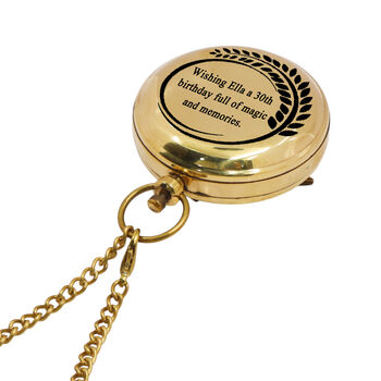 Personalised 30th Birthday Two Inch Brass Sundial Compass Gift, 6 of 10