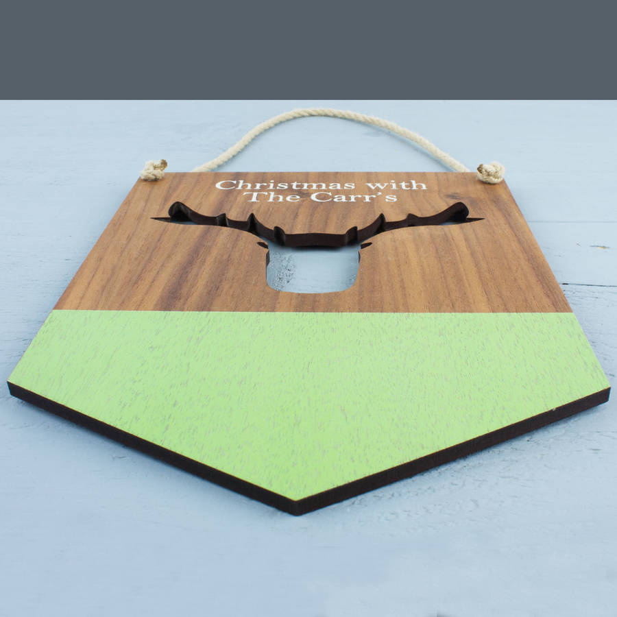 Personalised Wood Stag Head Flag By Create Gift Love