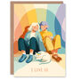 I Love Us Lgbtq Partners And Pet Cat Rainbow Valentine's Card, thumbnail 1 of 6