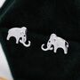 Mammoth Elephant Stud Earrings In Sterling Silver, thumbnail 2 of 8