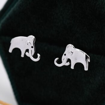 Mammoth Elephant Stud Earrings In Sterling Silver, 2 of 8