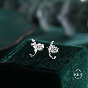 Sterling Silver Tiny Baroque Style Swirl Stud Earrings, 5 of 12