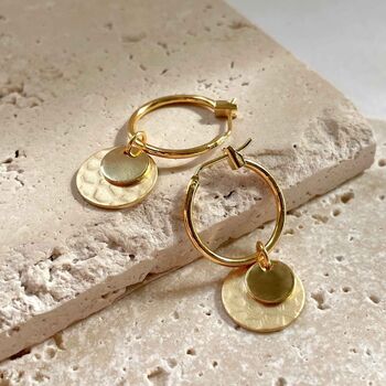 Full Moon Multi Charm Statement Hoop Earrings, 3 of 4