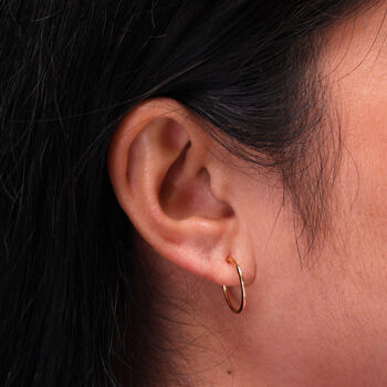 9ct Yellow Gold Plain Hoop Earrings, 8 of 9