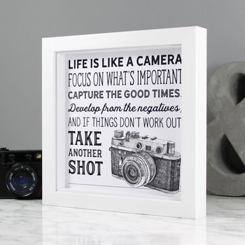 'Life Is Like A Camera' Illustrated Quote Print, 3 of 3