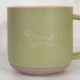 Dachshund Engraved Green Ceramic Tea/ Coffee Mug, thumbnail 1 of 3