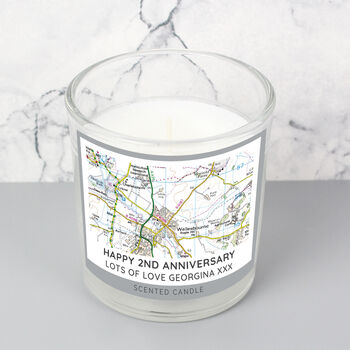 Personalised Anniversary Map Candle, 2 of 5