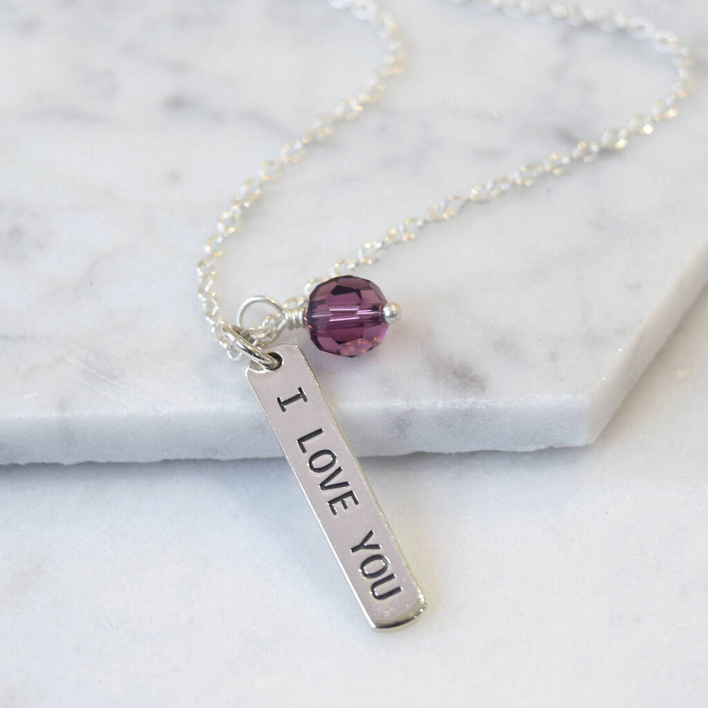Sterling Silver 'I Love You' Necklace By Mia Belle