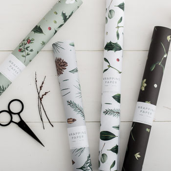 Luxury Christmas Botanical Wrapping Paper, White Pine, 4 of 4
