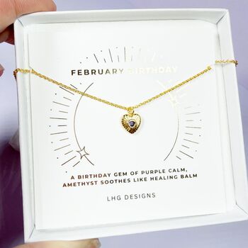 February Heart Birthstone Necklace Gift, 6 of 7