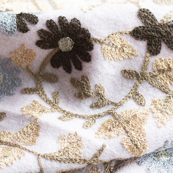 Personalised Virgin Wool Floral Full Embroidery Shawl, 9 of 12