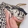 Tiger And Leopards Scarf In Dusky Pink, thumbnail 4 of 5