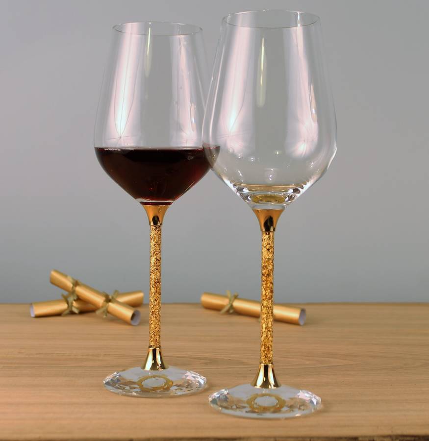 Pair Of 24ct Gold Filled Stem Wine Glasses, 1 of 5