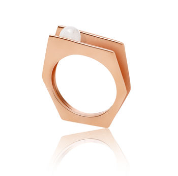 Rose Gold Vermeil Ring With White Pearl Alvaro, 3 of 4