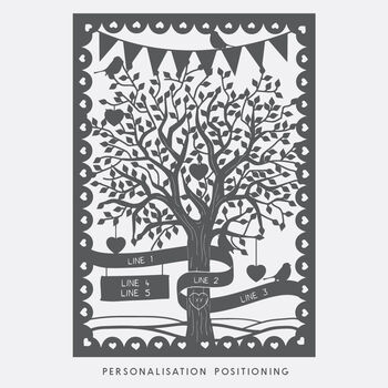 Personalised Love Tree Papercut With Bunting, 2 of 5