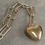 Delight Puffy Heart Gold Plated Long Pendant Necklace, thumbnail 2 of 5