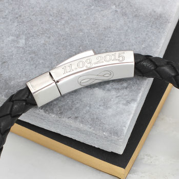 Personalised Leather Infinity Message Bracelet, 2 of 9