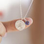 Silver Plated Modern Initial Birthstone Disc Necklace, thumbnail 2 of 6