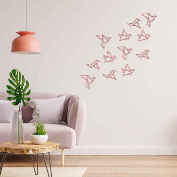 Origami Flock Of Birds Geometric Wooden Wall Art Set, 9 of 12