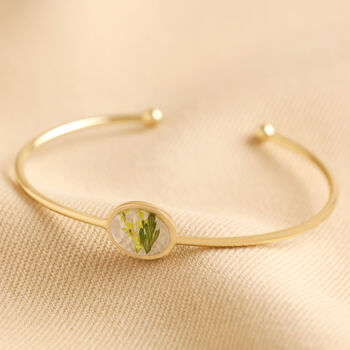 Pressed Birth Flower Bangle In Gold Plating, 9 of 12