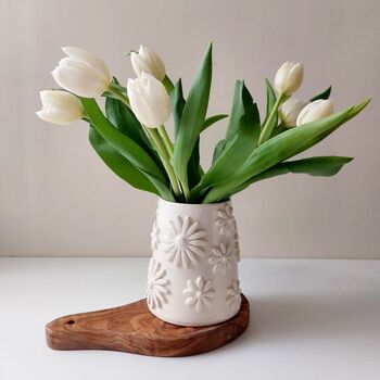Handmade Ceramic Bud Vase With 3D Flowers, 2 of 3