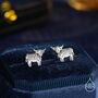 Sterling Silver Small Pair Of Highland Cow Internally Threaded Flat Back Earrings, thumbnail 1 of 10
