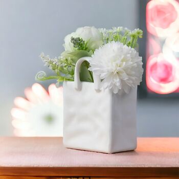 Luxury Mini Handbag Shape White Vase, 8 of 8