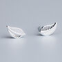 Sterling Silver Leaf Stud Earrings, thumbnail 1 of 4