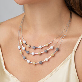 Three Tone Beaded Triple Layer Necklace, 3 of 3