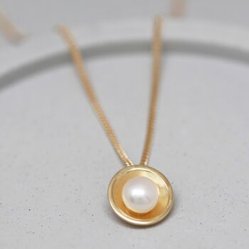 9ct Gold Pearl Necklace. Handmade Pearl Pendant, 2 of 6