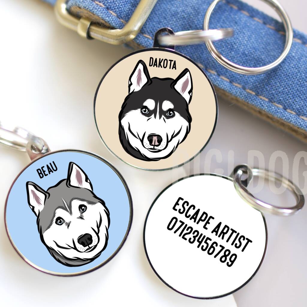 Siberian Husky ID Tag By Digi Doggo
