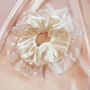 Maisie Ivory Heart Tulle Double Ruffle Silk Scrunchie, thumbnail 6 of 10