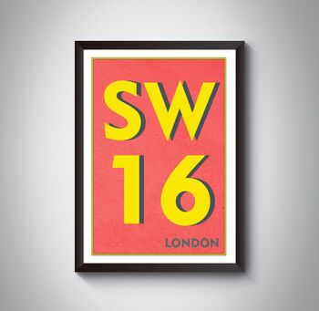 Sw16 Streatham Tooting London Postcode Art Print, 9 of 10