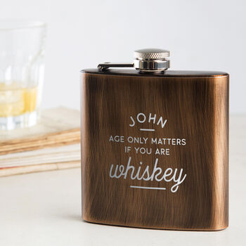 Personalised Age Only Matters Hipflask Gift For Grandpa, 7 of 7