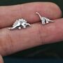 Sterling Silver Mismatched Dinosaur Stud Earrings, thumbnail 3 of 12