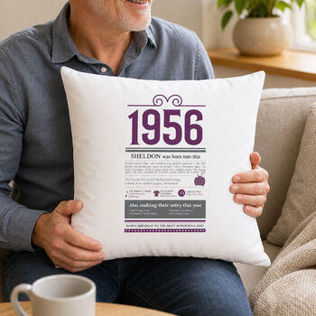 Personalised 70th Birthday Gift 1956 Cushion, 9 of 12